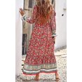 thumbnail image 4 of Robe Maxi à Manches Longues pour Femmes - Col en V, Décontractée, Boutonnée, Bohème, à Imprimé Floral, Automne, Longues Robes, 4 of 6