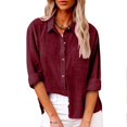 thumbnail image 2 of Chemisier à Manches Longues en Coton Décontracté à Col Rond et Blouse de Travail en Lin avec Poche, 2 of 8
