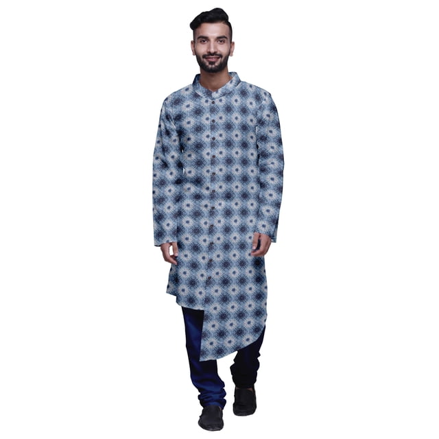 Atasi Ensemble Kurta de Fête pour Hommes Col Mandarin Kurta Pyjama Ethnique Imprimé
