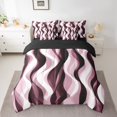 thumbnail image 2 of Erosebridal Ensembles de Literie Géométriques Mode Format Double, Ensembles de Douillette Noir Rose avec Draps, Ensemble de Draps de Lit Réversible à Rayures Abstraites, Super Douillet Décoratif pour Chambre, 7 Pcs, 2 of 6