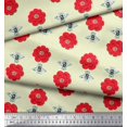thumbnail image 3 of Soimoi Cotton Cambric Fabric Floral & Bee Insects Decor Fabric Printed Yard 42 Inch Wide, 3 of 3