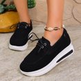 thumbnail image 3 of Chaussures de Marche à Plateforme Compensée pour Femmes Printemps Automne Confortables en Suède à Lacets Épaisses Espadrilles Mode Mocassins, 3 of 6