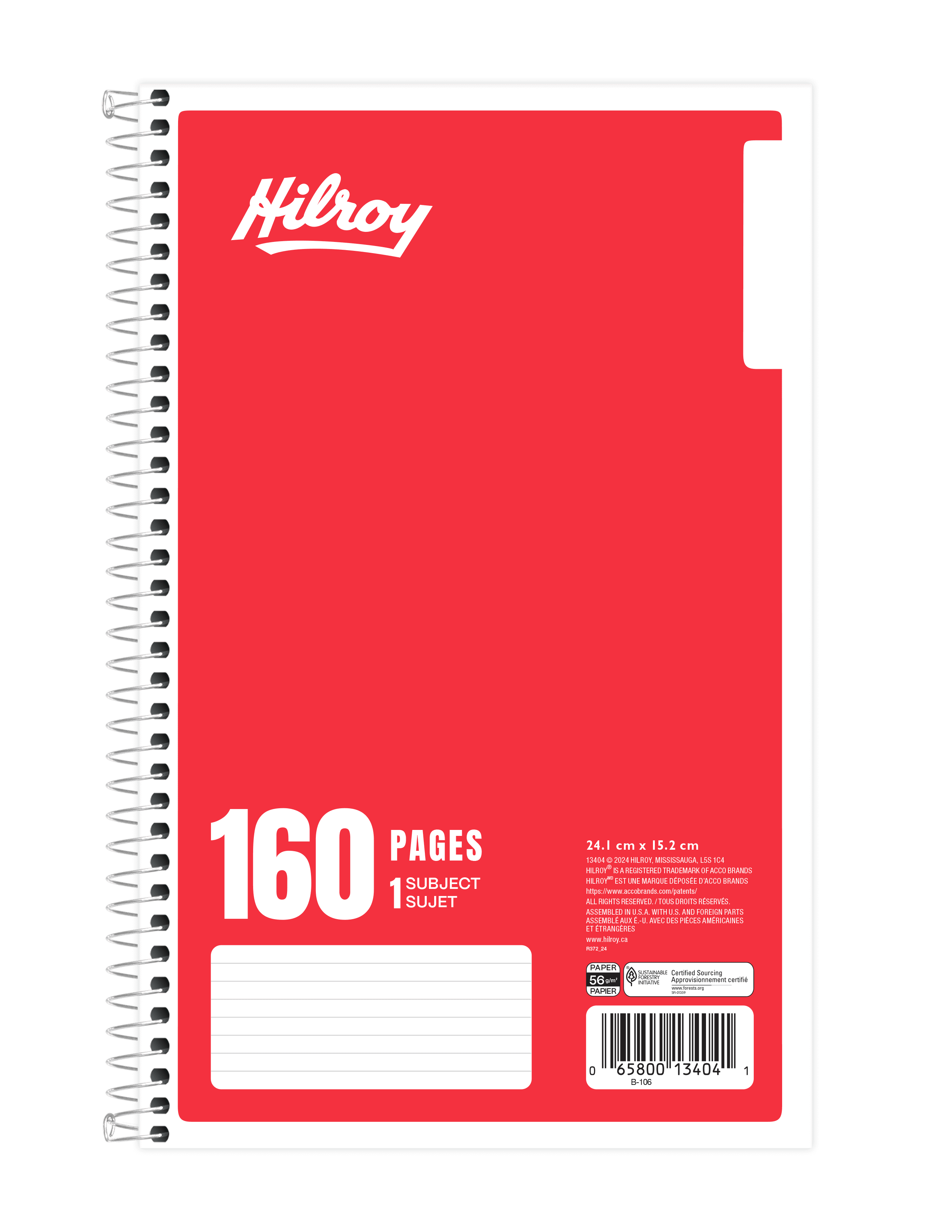 Hilroy 1 Subject Coil Notebook, 9-½ X 6
