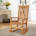 thumbnail image 3 of Gymax Wooden Rocking Chair Porch Rocker High Back Garden Seat Indonesia Teak, 3 of 10