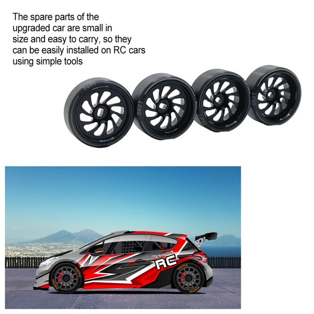 Baohd 4pcs 27mm Drift Tire Metal Wheel Rim Compatible With 1/28 Wltoys K969 Drift Wheel For RC RC red 1Set