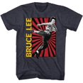 thumbnail image 1 of Bruce Lee Kick Navy Heather Adult T-Shirt, 1 of 2