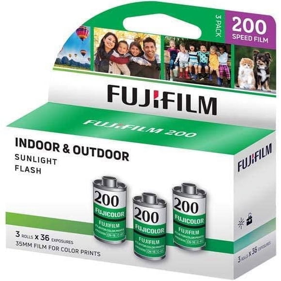 Fujifilm Fujicolor 200 Film Négatif Couleur ISO 200, Format 35 mm, Exposition 36, CA-36, Lot de 3