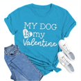 thumbnail image 1 of Tittly T-Shirts pour Femmes T-Shirts Graphiques Saint-Valentin Mon Chien Est Mon Valentin Imprimé Chandail Décontracté Imprimé Col Rond T-Shirt Chandail pour Femme T-Shirt T-Shirts Chemises Hauts pour Femmes Bleu Ciel 3TG, 1 of 8