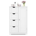 thumbnail image 1 of Gymax Armoire de Rangement de Salle de Bain au Sol en Bois, Unité de Rangement Autoportante pour Salle de Bain avec 1 Porte et 4 Tiroirs, 1 of 10