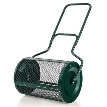 Costway 24" Peat Moss Spreader Compost Spreader with Upgrade Side Latches & U-shape Handle Green
