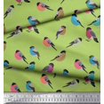 thumbnail image 3 of Soimoi Green Cotton Voile Fabric Rufous Flycatcher Bird Printed Fabric 1 Yard 58 Inch Wide, 3 of 3