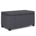 thumbnail image 1 of SIMPLIHOME Dover Banc Ottoman Rectangulaire de Rangement à Dessus Relevable de 36 Pouces de Large en Tissu Aspect Lin Gris Ardoise, Repose-Pieds Tabouret, Table Basse pour le Salon, la Chambre et la Chambre d'Enfant, Contemporain, 1 of 5