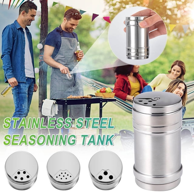 Wzzjkit Seasoning Containers Kitchenware Stainless Steel Seasoning Jars Sprinkler Barbecue Pepper Bottle Shaker with Lid Shaker Cooking Rotatable Cover Spice Containers