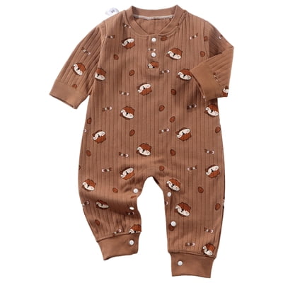 gdxvjhbj Combinaison pour Bébé Combinaison à Manches Longues pour Bébé, Rayonne Douce de Qualité Supérieure Garçon Fille Combinaison à Fermeture Éclair Bidirectionnelle 0 3 6 9 12 18 24 Mois (Brun,0-3 Mois)