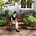thumbnail image 2 of Outsunny Wooden Outdoor Bench, Wagon Wheel Patio Loveseat, Carbonized, 2 of 10