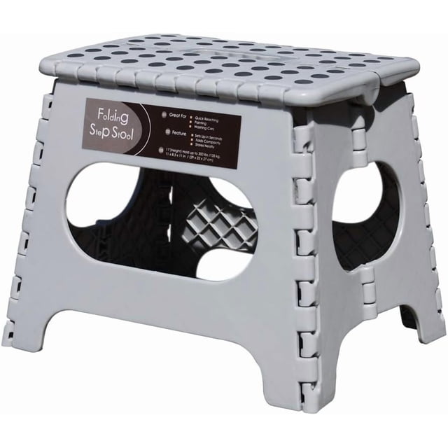 Folding Step Stool Sturdy Enough - Holds up to Lb - Footstool for Adults or Kids Folding Ladder Storage/Opens Easy for Kitchen Toilet Camping (Light Tan ;;)