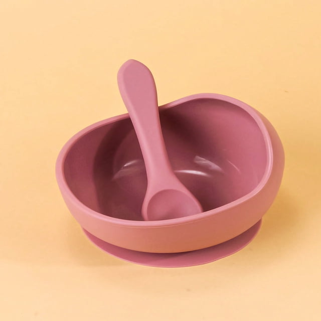 SNNROO 2pcs Baby Feeding Bowl And Spoon Set With Silicone Suction Cup And Soft Silicone Spoon
