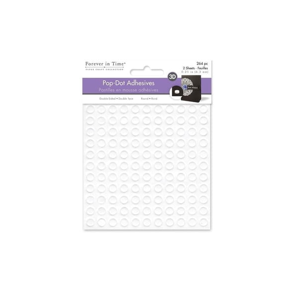 3D Pop Dots: 1/4" Round x264 Dual-Adhesive Foam Mount