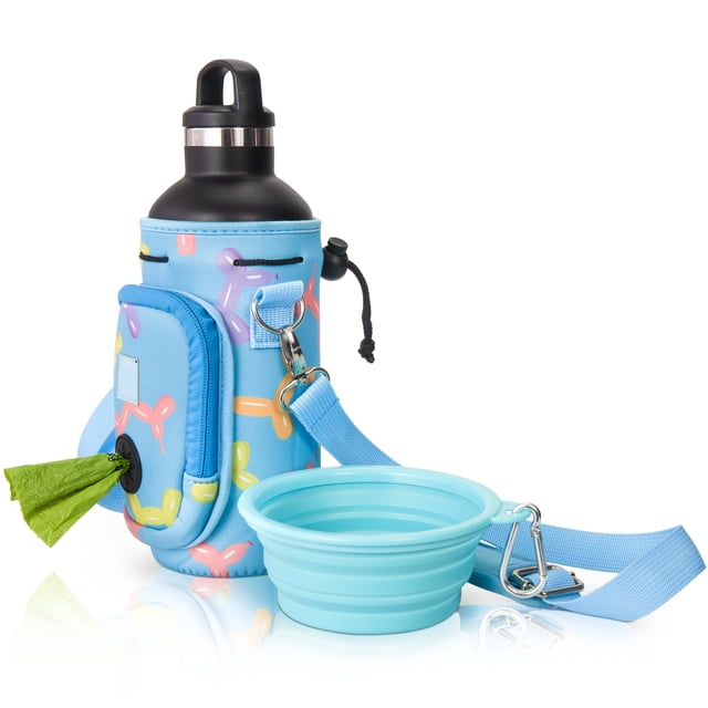 Made Easy Kit Porte-Bouteille d'Eau avec Poche pour Sacs à Déchets de Chien et Bandoulière Rembourrée Réglable