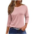thumbnail image 2 of UPPADA 3/4 Shirts Chandails à Manches pour Femmes Mode Tendance Hauts Décontractés Col Rond Chandail Ample Confortable Doux Blouses Grande Taille Coupe Ample T - Décontractés Vêtements au Coude Chandails à Manches 3/4 pour Femmes Économie, 2 of 5