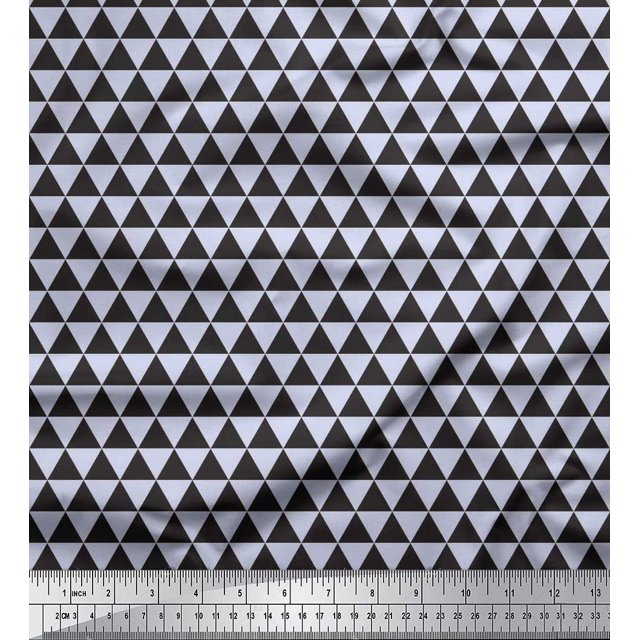 Soimoi Blue Cotton Poplin Fabric Triangle Geometric Print Sewing Fabric Yard 42 Inch Wide