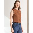 thumbnail image 2 of INSPIRE CHIC Blouse Sans Manches pour Femme, à Volants, Plissée, Blouse CHIC pour le Travail, TP, Brun, 2 of 6