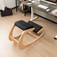 thumbnail image 2 of Gymax Ergonomic Kneeling Chair Wood Rocking Posture Stool w/ Cushion Back Neck Black, 2 of 9