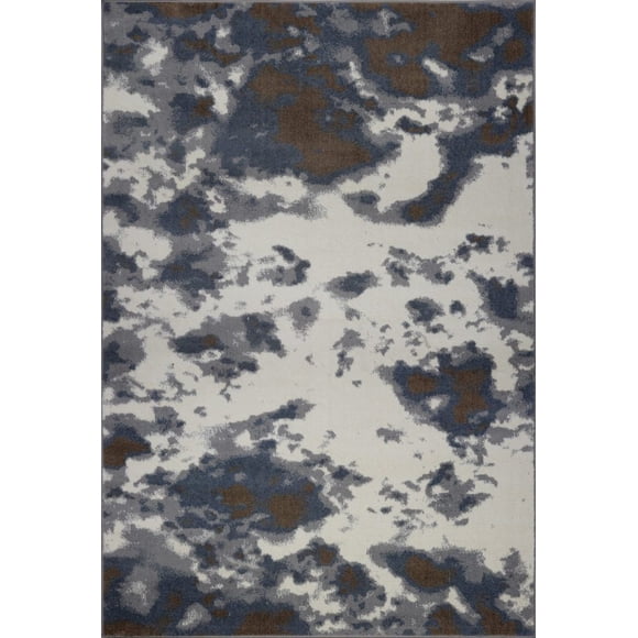 Ladole Rugs Brampton Super Soft Micro Polyester Area Rug Carpet in Grey-Ivory (5'3" x 7'6", 160cm x 230cm)