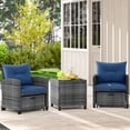 thumbnail image 4 of Costway 5 Piece Patio Rattan Furniture with 2 Ottomans & Tempered Glass Coffee Table Navy + Mix Gray, 4 of 10