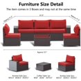 thumbnail image 4 of Kullavik Ensemble de Meubles en Osier pour Patio Extérieur 6 Pcs avec Coussins, Rouge, 4 of 5