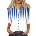 thumbnail image 1 of cfhntfmh 3/4 Length Sleeve Womens Tops Fashion V Neck Loose Printed Cardigans Lounge Buttons down Blouses, 1 of 5