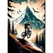 Modern Mountain Bike Posters and Prints Sport Canvas Paintings Wall Art HD Picture for Living Room Home Gym Club Decor 50 x 70 cm (without frame)