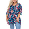thumbnail image 1 of SHOWMALL Hauts Grande Taille pour Femmes Tunique Manches 3/4 Vêtements Roses Colorées 2X Blouse Tunique Évasée Fendue sur le Côté Col Rond Chemise Fluide pour Leggings, 1 of 6