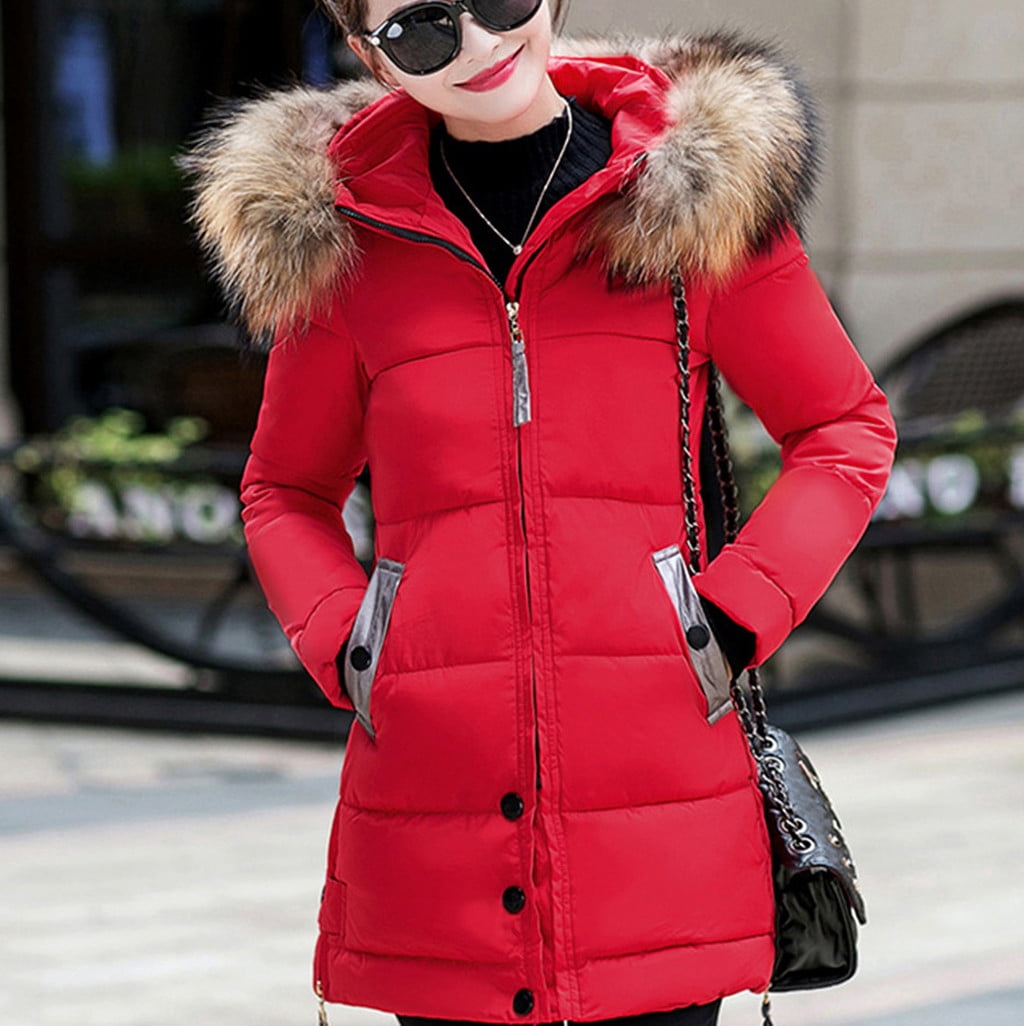 EGNMCR Womens Long Puffer Coat, Long Sleeve Padded Winter Down Coats, Hooded Parka Jacket Women's Fashionable Winter Color Comfortable Hooded Long Down Jacket Women Coat