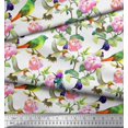 thumbnail image 3 of Soimoi polyester Crepe Fabric Leaves,Floral & Hummingbird Bird Printed Fabric 1 Yard 52 Inch Wide, 3 of 3