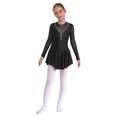 thumbnail image 3 of Miaeowve Kids Girls Figure Skating Dress Rhinestone Mesh Irregular Ballet Dan Dress Performance Dancewear Black 16, 3 of 7