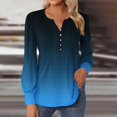 thumbnail image 2 of FAIWAD Women's V Neck Long Sleeve Tunic Tops Gradient Pleated Layered Button Down Slim Pullover Tops, 2 of 5