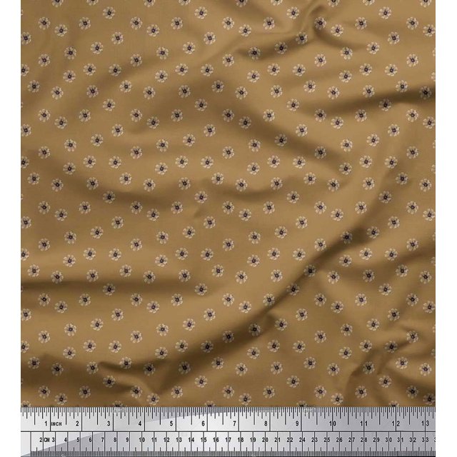 Soimoi Rayon Crepe Fabric Cosmos Floral Printed Craft Fabric by the Yard 46 Inch Wide
