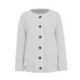 thumbnail image 4 of Women‘s Fleece Sweater Open Front Cardigan Plus Size Button Down Coat Winter Thermal Outwear Sweatshirt (XL  White), 4 of 6