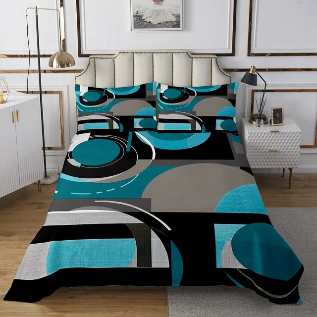 Erosebridal Chic Minimalism Quilt Sets for King Size Bed, Abstract Bed Set, Circle Geometry Decor 3-Piece