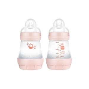 MAM Bouteilles de bébé anti-colique Matte, 2x5oz Bouteilles, Boutilles à flux lent avec Nipple Silicone, Biberons pour bébé fille