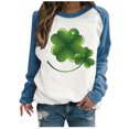 thumbnail image 1 of Besolor Womens St. Patrick's Day Shirts Long Sleeve Sweatshirt Cute Color Block Clover Shamrock Pullover Tops for Party, 1 of 4