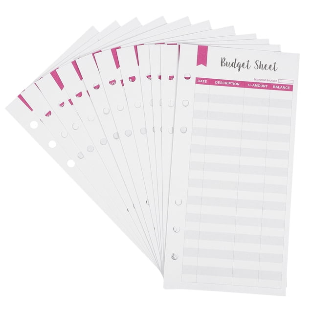 MOVTOTOP 12Pcs Loose Leaf Binder Diary Cash Saving Binder Red Rectangular 6.8x3.4in for Bill Organization
