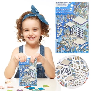 IMENGL Clearance! DIY 3D House Scene Stickers Cute Fun Stacking Miniature For Adult Kids Stress Pass The Time Reusable: These 3D Scene Stickers Isometric Room Stickers Book are made of high-quality