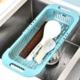 thumbnail image 1 of Plastic Sink Colander Basket Multipurpose Strainer 35cm Expandable to 45cm for Efficient Draining of Fruits and Vegetables in Kitchen Sinks Hzhnb | Plastic, Blue, 1 of 4