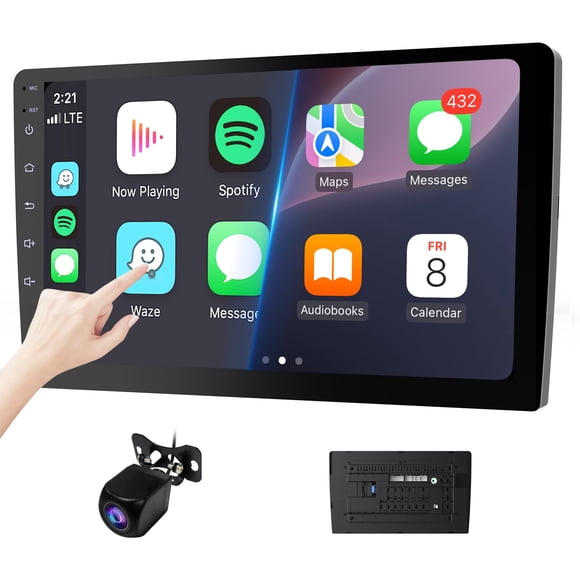 Haudio 10.1" Double Din Car Stereo, Touchscreen Car Radio with Wireless Apple CarPlay & Android Auto, Bluetooth 4.1, HD Backup Camera, Mirror Link, G