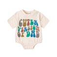 thumbnail image 1 of SUNSIOM Barboteuse d'Été pour Bébé, Imprimé de Lettres, Col Rond, Manches Courtes, Justaucorps pour Garçons et Filles, 1 of 6