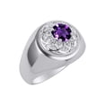 thumbnail image 3 of RYLOS Men's Rings Sterling Silver Designer Gypsy 7MM Round Gemstone & Diamond Ring Amethyst February Birthstone Size 10, 3 of 7