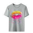 thumbnail image 4 of Birdeem T-Shirt Blouse à Manches Courtes à Col Rond Imprimé pour Femmes, Coupe Ample, 4 of 5