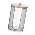 thumbnail image 3 of GUOOL Distributeur de Gobelets de Salle de Bain Support de Coussinet à Bille Multifonction Réutilisable Rangement de Salle de Bain Noir avec Couvercle en Bois, 3 of 9
